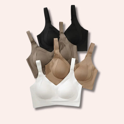 Sujetador sin aros ajustable de cuatro filas de color liso para mujer