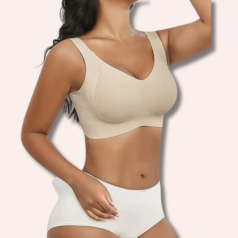 Sujetador sin aros ajustable de cuatro filas de color liso para mujer